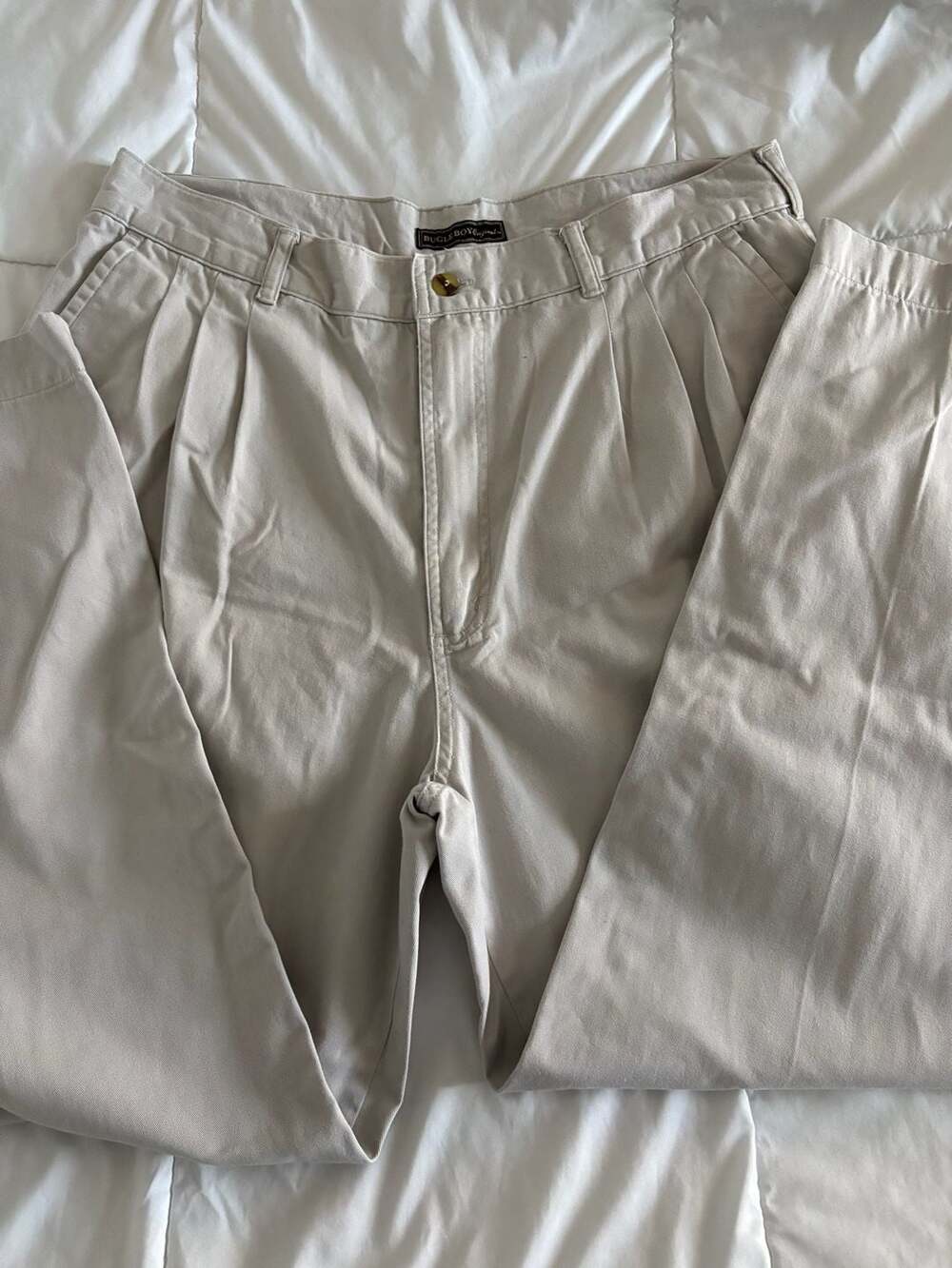Vintage Bugle Boy Original Khakis Pleated Front Cotton Comfort Fit Trousers 34x3